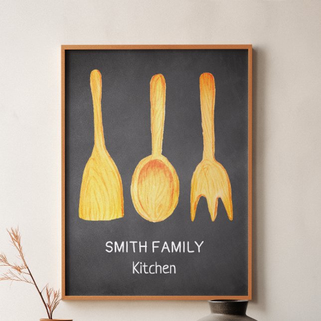 Black White Yellow Kitchen Utensils Chalkboard Poster (Creator Uploaded)