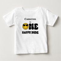 Black White Yellow One Happy Dude 1st Birthday