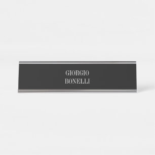Black White Your Name Minimalist Personal Modern Desk Name Plate