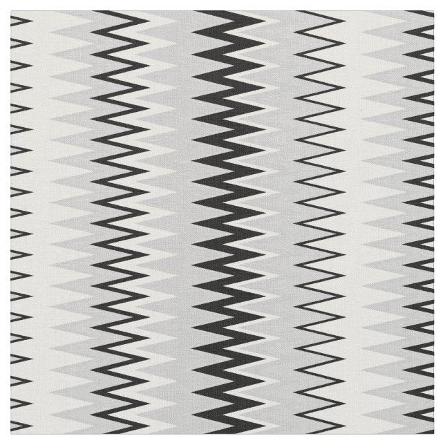Black & White Zag Zag Pattern Stripes Fabric (Close Up)