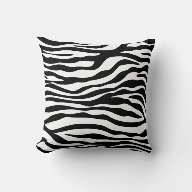 Black & White Zebra Animal Print Cushion (Front)