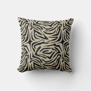 Black white Zebra Animal Print Cushion
