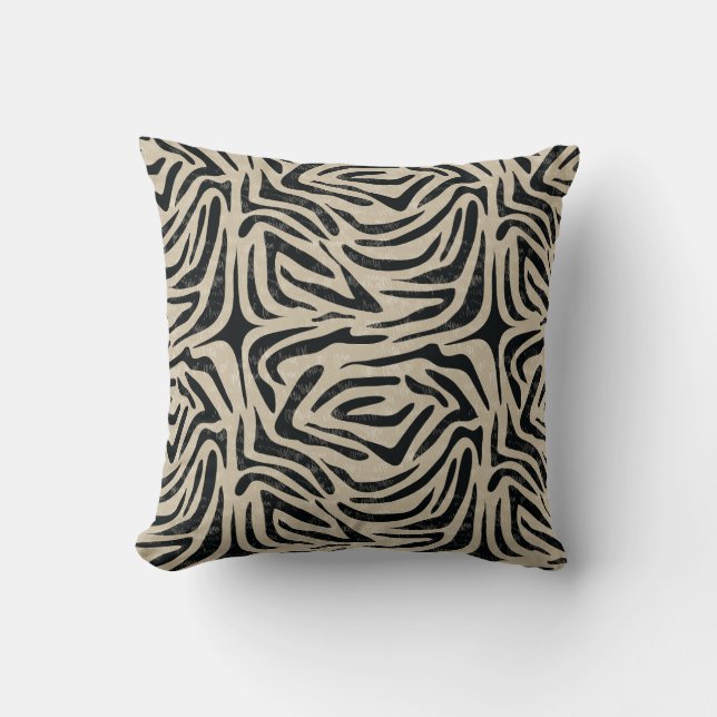 Black white Zebra Animal Print  Cushion (Front)