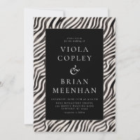 Black White Zebra Animal Print Glam Wedding