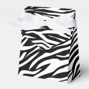 Black white zebra animal print wedding favour box