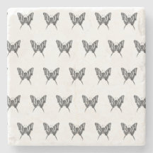 Black & White Zebra Butterfly Ink Drawing Pattern