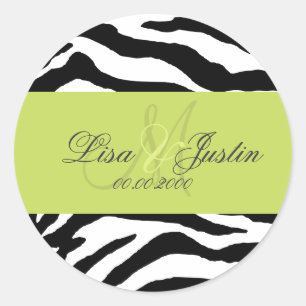 Black White zebra,  monogram stickers