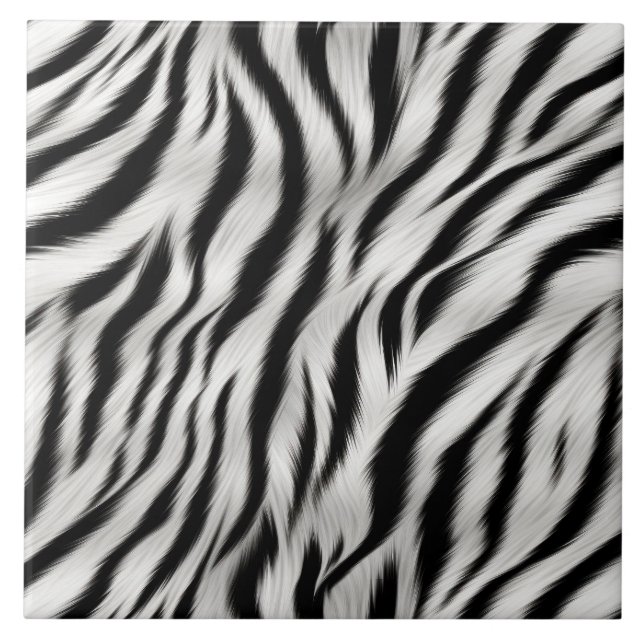  Black White Zebra Print Animal Safari Ceramic Tile (Front)