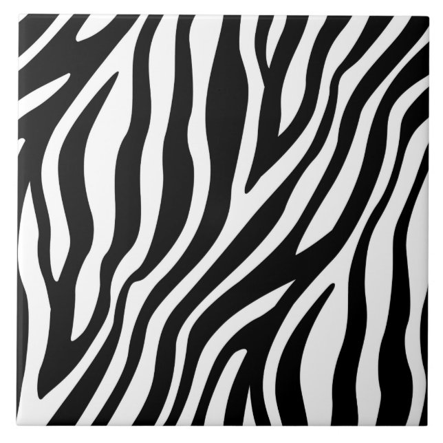 Black White Zebra Print Ceramic Tile (Front)