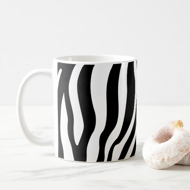 Black White Zebra Print Coffee Mug (With Donut)