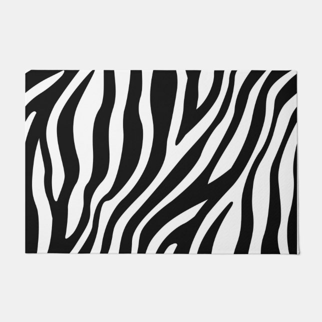 Black White Zebra Print Doormat (Front)