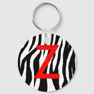 Black & White Zebra Print Key Ring