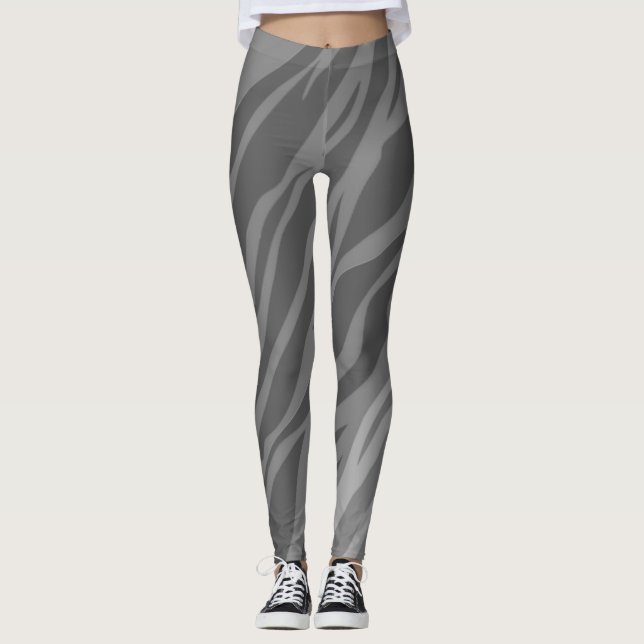 Black & White Zebra Print Leggings (Front)