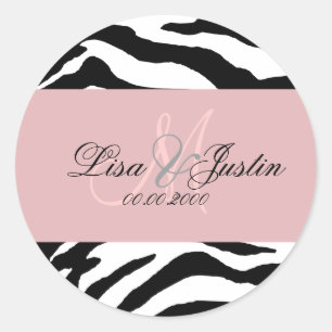 Black + white zebra print/monogram stickers