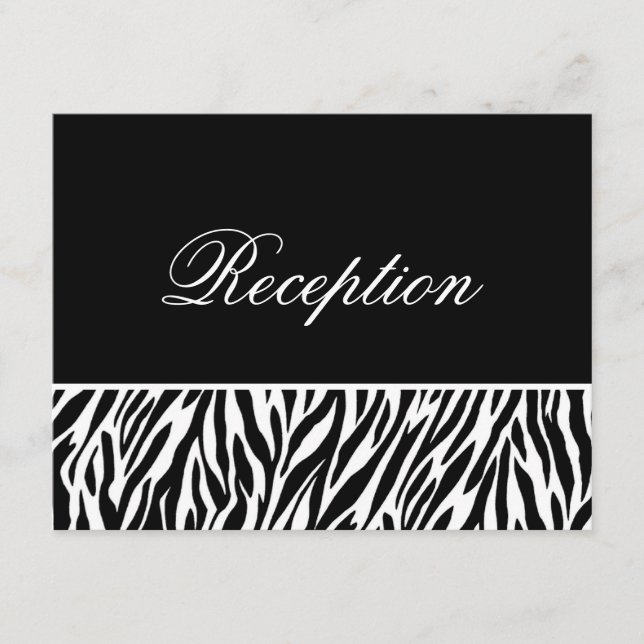 Black White Zebra Print Template Reception Cards (Front)