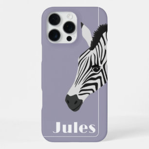 Black White Zebra Purple add Name iPhone 16 Pro Max Case