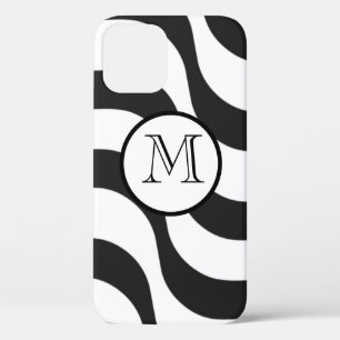 black + white zebra stripe pattern modern iPhone 12 case