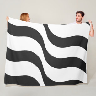 black + white zebra stripe pattern modern fleece blanket