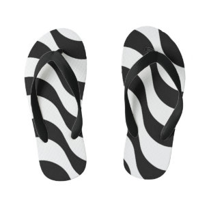 black + white zebra stripe pattern modern kid's thongs