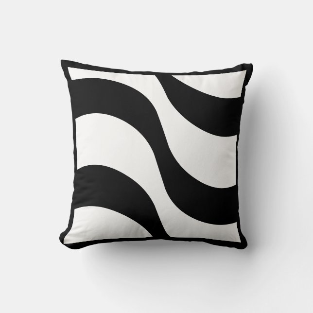 black + white zebra stripe pattern modern  pillow (Front)