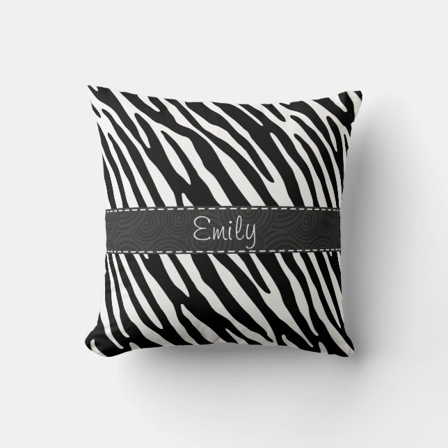 Black & White Zebra Stripes Cushion (Front)