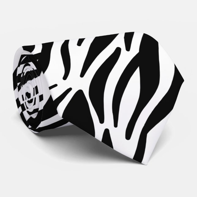 Black White Zebra Stripes Elegant Patterns Cool Tie (Rolled)