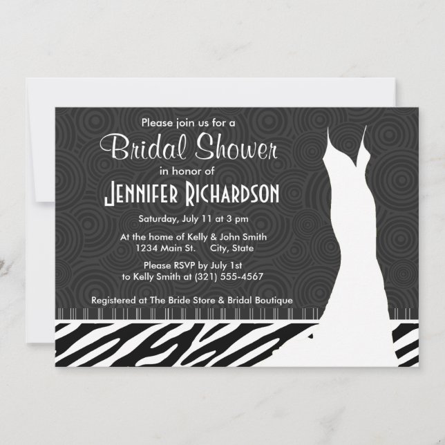 Black & White Zebra Stripes Invitation (Front)
