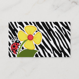 Black & White Zebra Stripes; Ladybugs Business Card