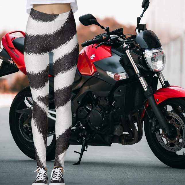 Black White Zebra Stripes Pattern Wildlife Animal Leggings (Creator Uploaded)