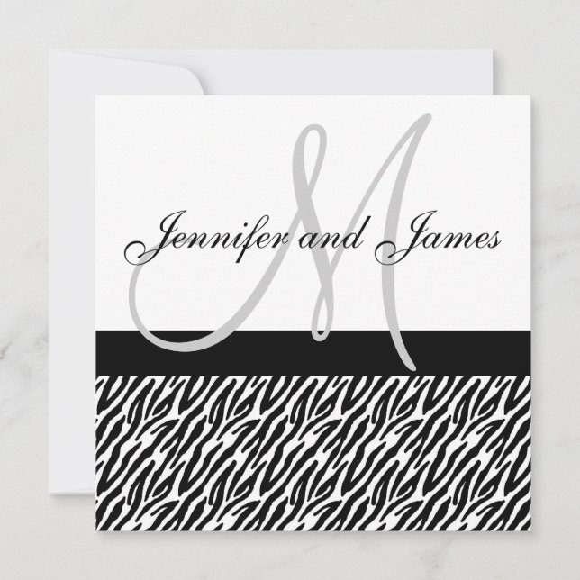 Black White Zebra Stripes Wedding Invitation (Front)