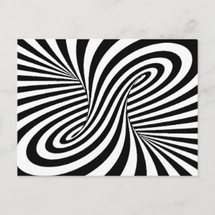 BLACK WHITE ZEBRA SWIRLS PATTERNS OPTICAL ILLUSION POSTCARD