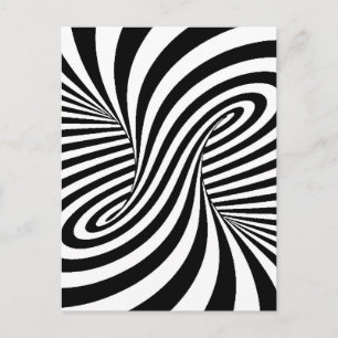 BLACK WHITE ZEBRA SWIRLS PATTERNS OPTICAL ILLUSION POSTCARD