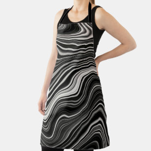 Black & White Zebra Wavy Abstraction Apron