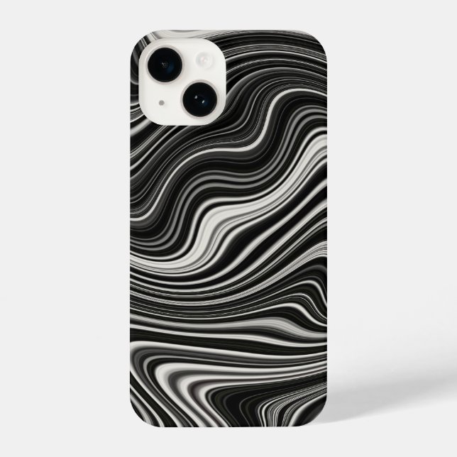 Black & White Zebra Wavy Abstraction iPhone Case (Back)