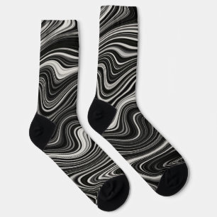 Black & White Zebra Wavy Abstraction Socks