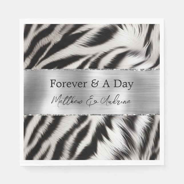 Black White Zebra Wedding Napkin (Front)