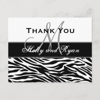 Black White Zebra Wedding Thank You Card