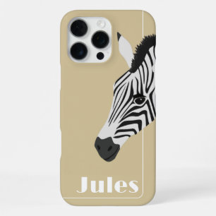 Black White Zebra Yellow add Name iPhone 16 Pro Max Case