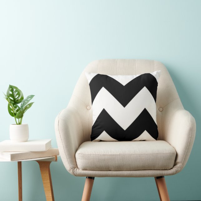 Black & White Zig Zag Pillow (Chair)