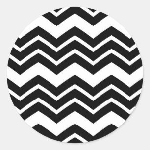 Black White Zigzag Chevron Pattern Design Classic Round Sticker
