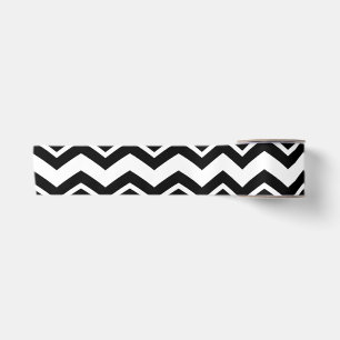 Black White Zigzag Chevron Pattern Design Satin Ribbon