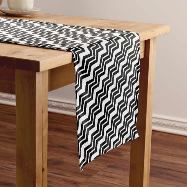 Black White Zigzag Chevron Pattern Design  Short Table Runner (Creator Uploaded)