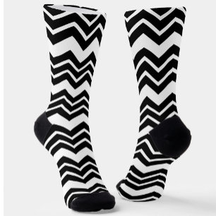 Black White Zigzag Chevron Pattern Design Socks
