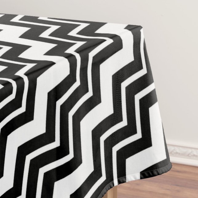 Black White Zigzag Chevron Pattern Design  Tablecloth (Creator Uploaded)
