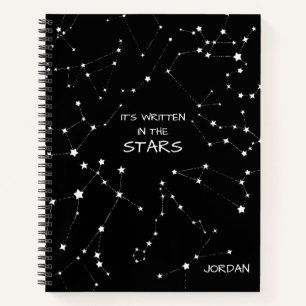 Black White Zodiac Constellation Personalised Notebook