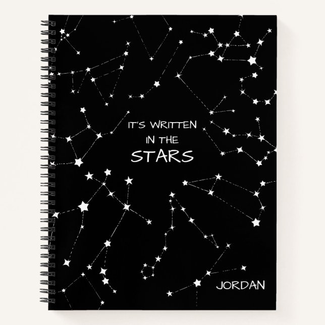 Black White Zodiac Constellation Personalised Notebook (Front)