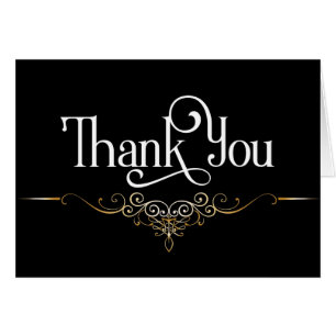Black/WhiteThank You Note with Two Tone Scrollwork