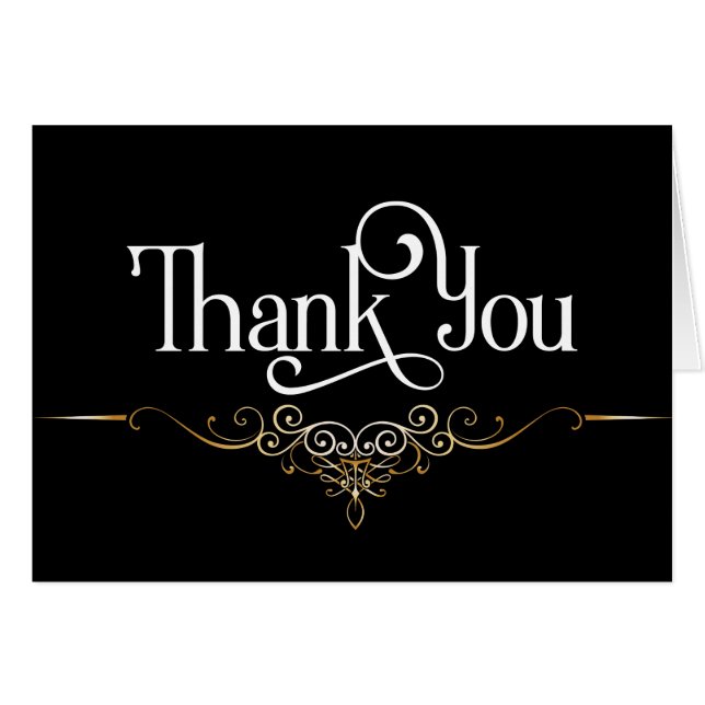 Black/WhiteThank You Note with Two Tone Scrollwork (Front Horizontal)