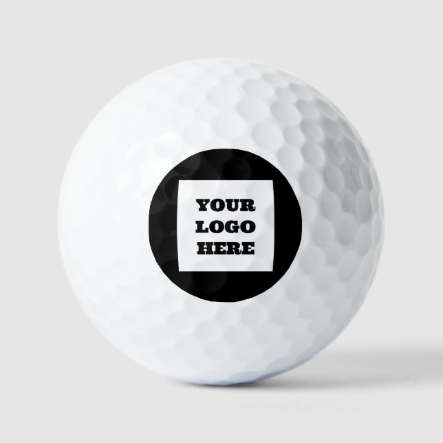 Black WhiteTypography Bold Logo Modern Company Golf Balls (Front)