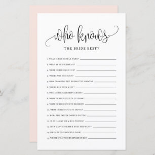 Black Who Knows the Bride Best Bridal Shower Game